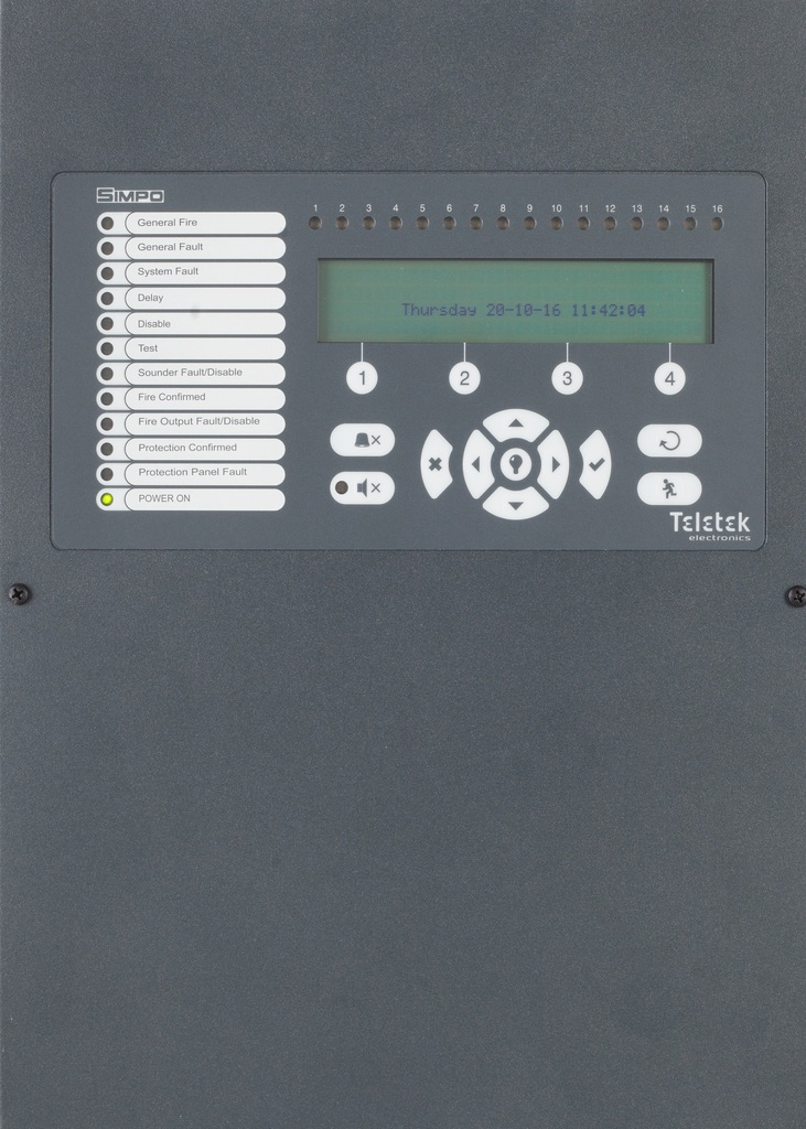 Centrale de  détection incendie  adressable d’une  boucle avec écran  LCD SIMPO 1 Boucle