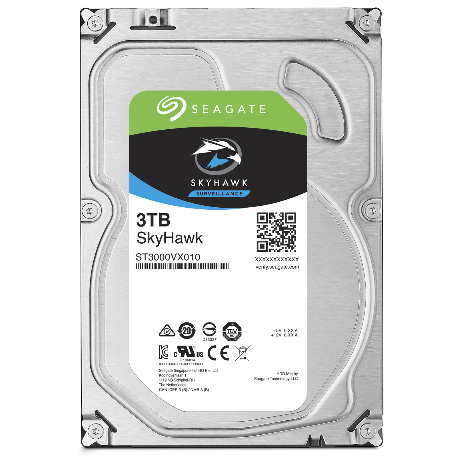 Disque dur SkyHawk  3.5" 3 To 7200 RPM 64 Mo Serial ATA 6 Gb/s pour Vidéosurveillance ST3000VX010