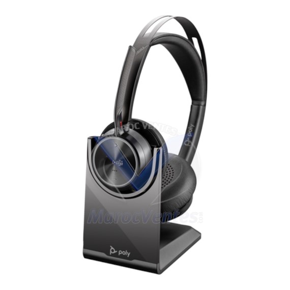 Micro-Casque Poly Voyager Focus 2 USB-C-C + Adaptateur USB-C/A +Base de Chargement VOYAGER FOCUS 2